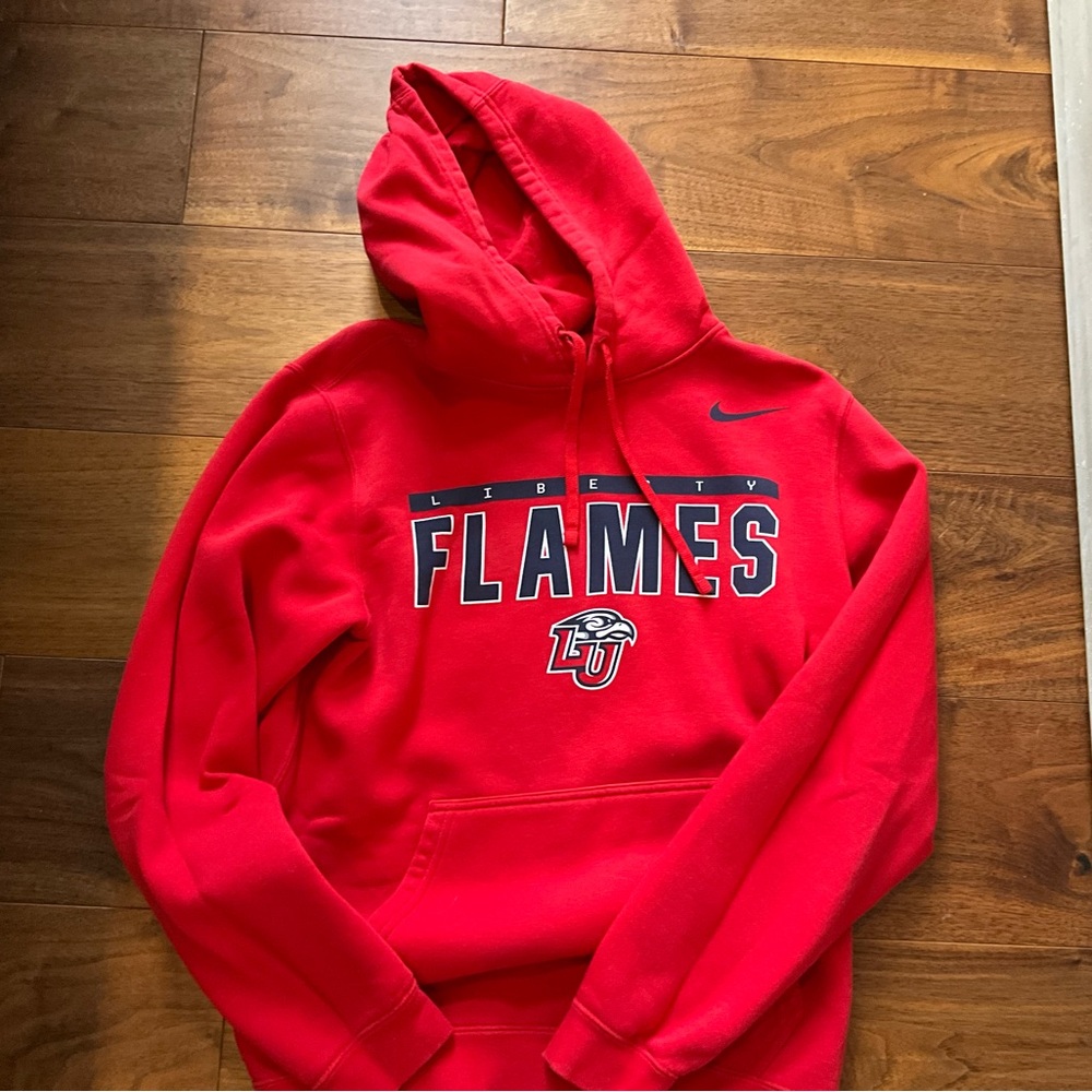 Liberty University Nike Red Hoodie with Navy Accents